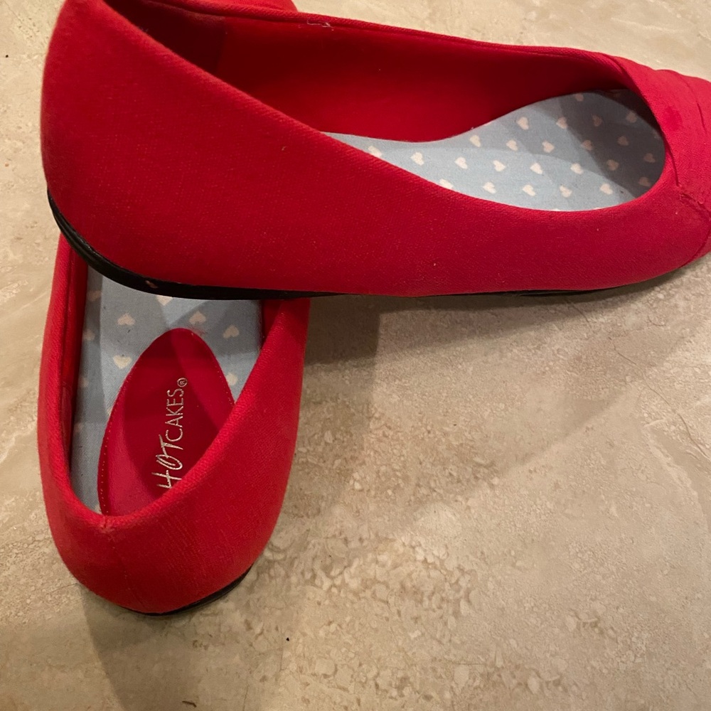 Hot Cakes Red Women's Flats - Picture 3 of 5
